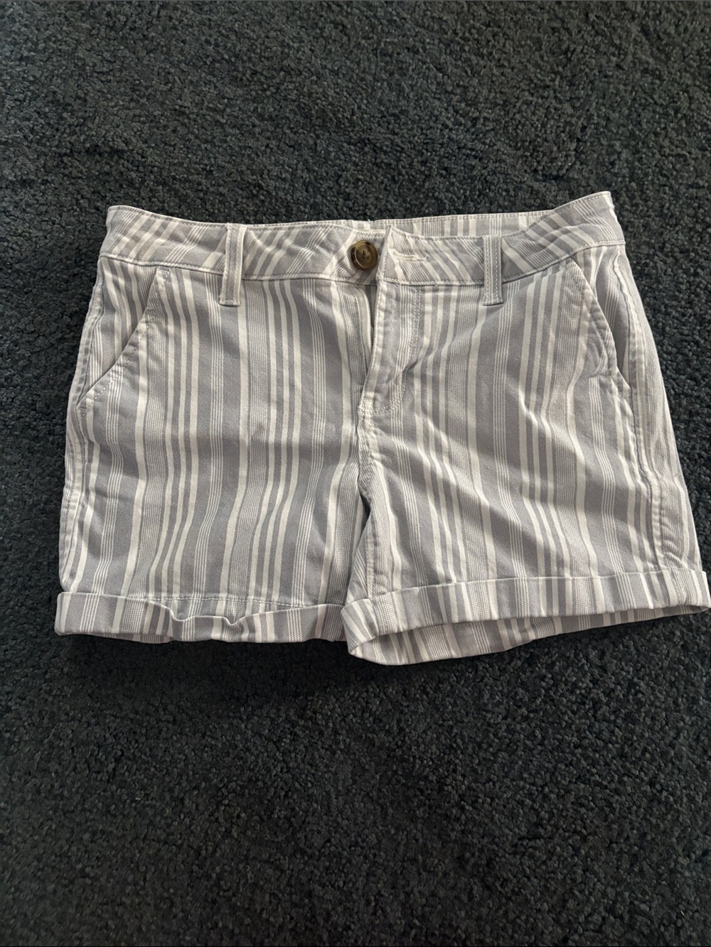SO Striped Women’s Bermuda Shorts - White and Light Gray